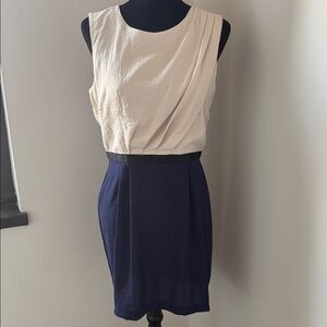 Topshop Cream and Navy Mini Dress